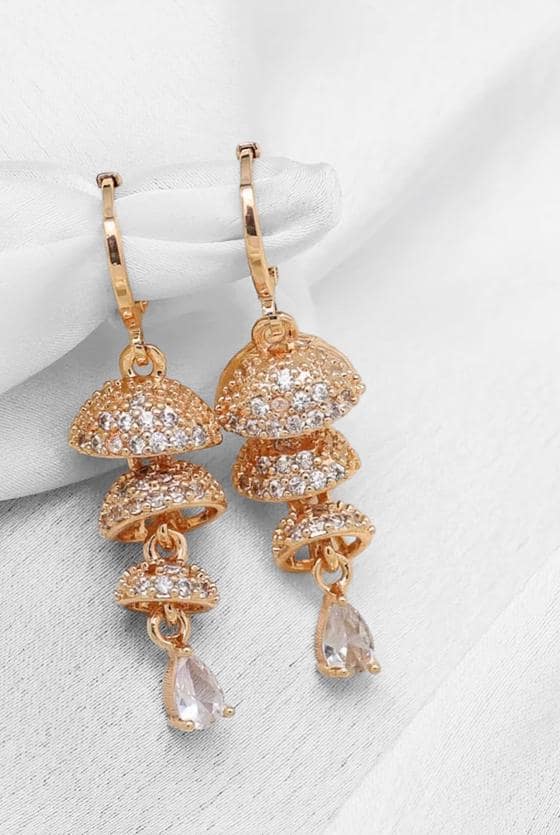 Antique Gold Plated Earrings, White color