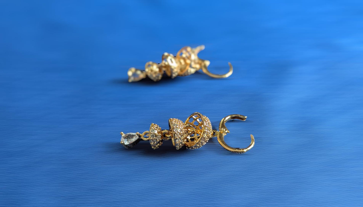Antique Gold Plated Earrings, White color