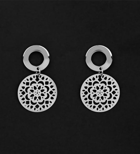 Anti Tarnish Silver plated Mandala Design Earrings