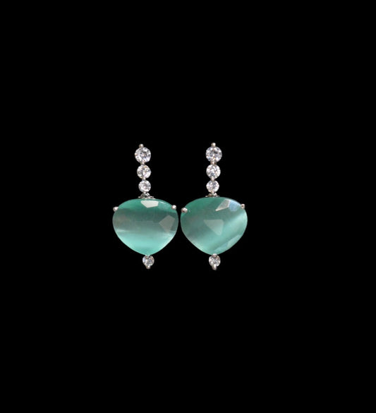 American Diamond Earrings, Pista Green Color